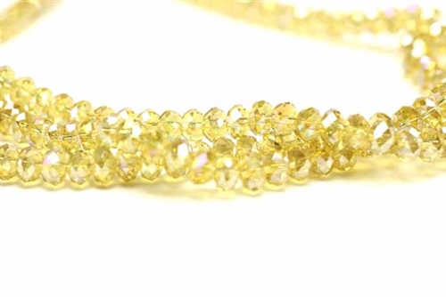 Bead, Crystal, Rondelle, Faceted, 4MM X 6MM, Light Champagne AB