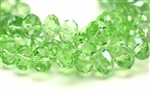 Bead, Crystal, Faceted Rondelle, 10MM X 12MM, Light Green