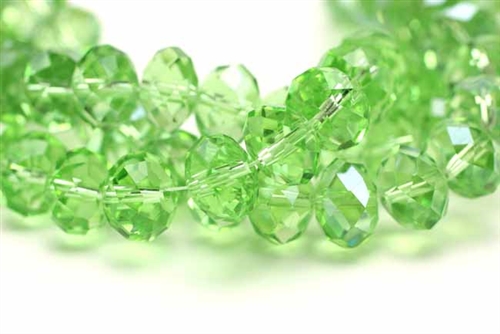Bead, Crystal, Faceted Rondelle, 10MM X 12MM, Light Green