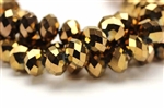 Bead, Crystal, Faceted Rondelle, 10MM X 12MM, Light Bronze Metallic