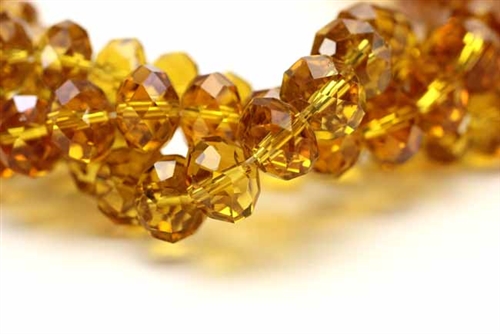 Beads, Crystal, Rondelle, Faceted, 10MM X 12MM, Topaz