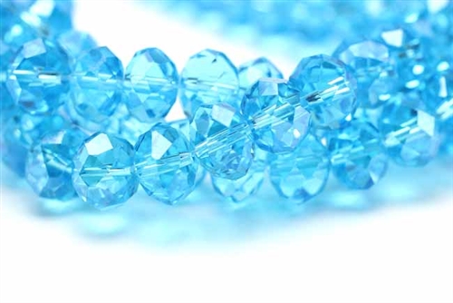 Bead, Crystal, Faceted, Rondelle, 10MM X 12MM, Light Blue