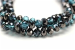 Bead, Crystal, Faceted, Rondelle, 6MM X 8MM, Montana Blue, 1/2 Gun Metal Lustre