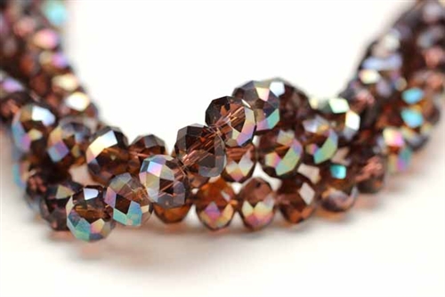 Bead, Crystal, Faceted, Rondelle, 6MM X 8MM, Root Beer AB