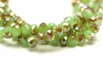 Bead, Crystal, Faceted, Rondelle, 6MM X 8MM, Light Green Pastel, 1/2 Bronze Iris