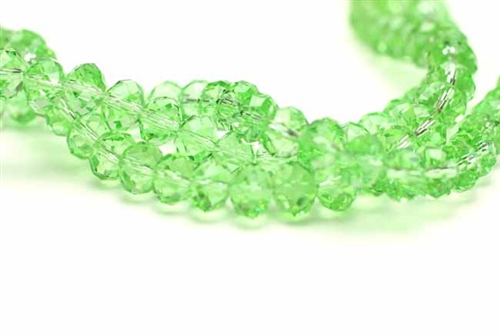 Bead, Crystal, Rondelle, Faceted, 6MM X 8MM, Light Green