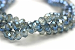 Bead, Crystal, Faceted, Rondelle, 6MM X 8MM, Light Aqua, 1/2 Blue Iris