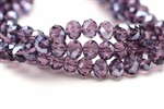 Bead, Crystal, Rondelle, Faceted, 6MM X 8MM, Purple Lustre