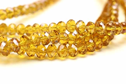 Bead, Crystal, Faceted, Rondelle, 6MM X 8MM, Light Topaz