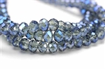 Bead, Crystal, Rondelle, Faceted, 6MM X 8MM, Light Aqua, 1/4 Blue Iris