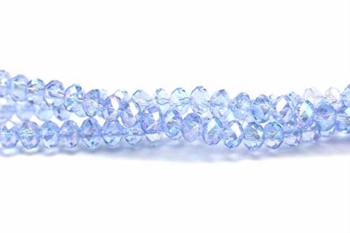 Bead, Crystal, Rondelle, Faceted, 3MM X 4MM, Pale Blue AB