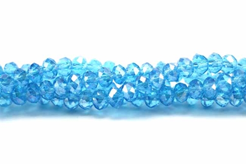 Bead, Crystal, Rondelle, Faceted, 3MM X 4MM, Light Blue AB