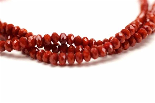 Bead, Crystal, Faceted, Rondelle, 3MM X 4MM, Medium Red Velvet