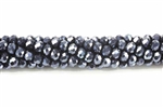 Bead, Crystal, 3MM X 4MM, Rondelle, Gunmetal Blue AB