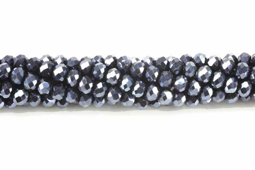 Bead, Crystal, 3MM X 4MM, Rondelle, Gunmetal Blue AB