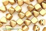 6MM Pyramid Shaped Czech Beads 2 Hole / Silky Gold