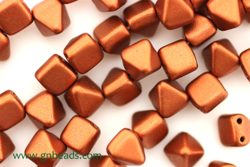 6MM Pyramid Shaped Czech Beads 2 Hole / Old Copper
