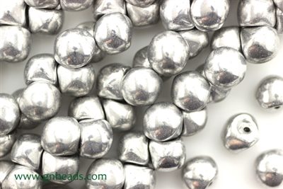 9MM X 8MM Mushroom Button Czech Beads / Silver