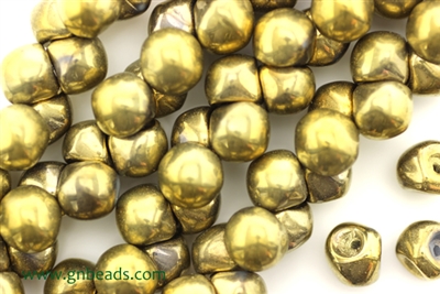 8MM X 8MM Mushroom Button Czech Beads / Gold Aurum
