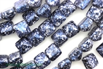 8MM Pyramid Shaped Czech Beads, 2 Hole / Granite Galaxy Lapis