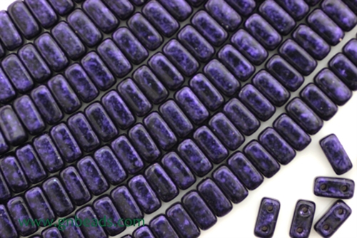 6MM Brick Shaped Czech Beads 2 Hole / Van Gogh Eggplant