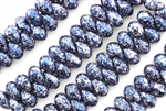 Bead, Czech, Tear Drop, 6MM X 4MM, Lapis Granite Galaxy