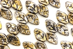 12MM X 7MM Czech Glass Leaves / Granite Galaxy Gold