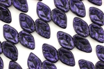 12MM X 7MM Czech Glass Leaves / Van Gogh Eggplant