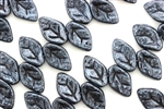 12MM X 7MM Czech Glass Leaves / Van Gogh Gunmetal