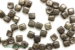 6/0 Cubix 4MM Czech Beads / Antique Chrome