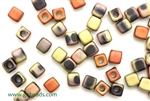 6/0 Cubix 4MM Czech Beads / Matte Black Gold Rush