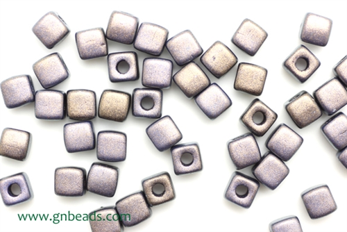 6/0 Cubix 4MM Czech Beads / Dark Gray