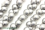 9MM X 8MM Mushroom Button Czech Beads / Full Labrador Silver