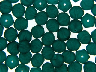Vintage Green Matte Finish Czech Bead / Faceted Round 9MM X 10MM