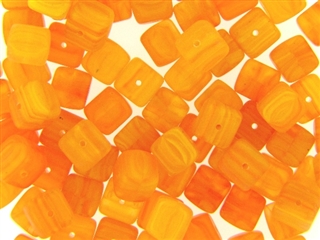 Orange Matte Finish Czech Bead  / Cube 8MM X 9MM