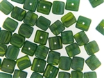 Green Czech Bead / Cube 8MM X 9MM