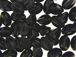 Black Czech Bead / Pinched Oval 15MM X 10MM