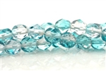 6MM Round Czech Fire Polish / Crystal Aqua