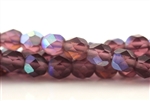 6MM Round Czech Fire Polish / Matte Amethyst AB