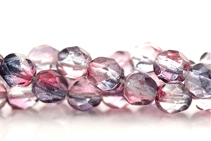 6MM Round Czech Fire Polish / Light Amethyst Fuchsia