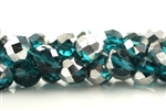 8MM Round Fire Polish / Teal 1/2 Silver Metallic