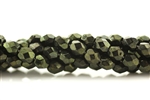 4MM Round Czech Fire Polish / Dark Olive Metallic