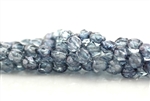 4MM Round Czech Fire Polish / Marble Sapphire