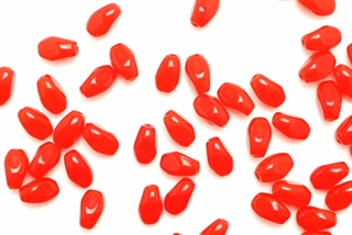 Bead, Czech, Pinched Oval, Glass, 9MM, Red