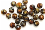 Bead, Czech, Fire Polish, Round, Glass,10MM, Brown Caramel