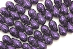 Bead, Tear Drop, Czech Glass, 6MM X 9MM, Van Gogh Eggplant