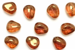 Bead, Czech, Nugget, Glass, Vintage, 18MM, Topaz Lustre