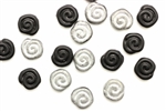 Bead, Czech, Shell, Glass, 12MM, Black Silver