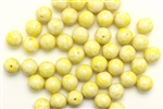 Bead, Czech, Round, Glass, 8MM, Yellow, White