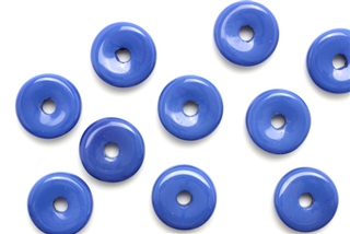 Bead, Czech, Round Disc, Glass, Large Hole, Vintage, 15MM, Blue